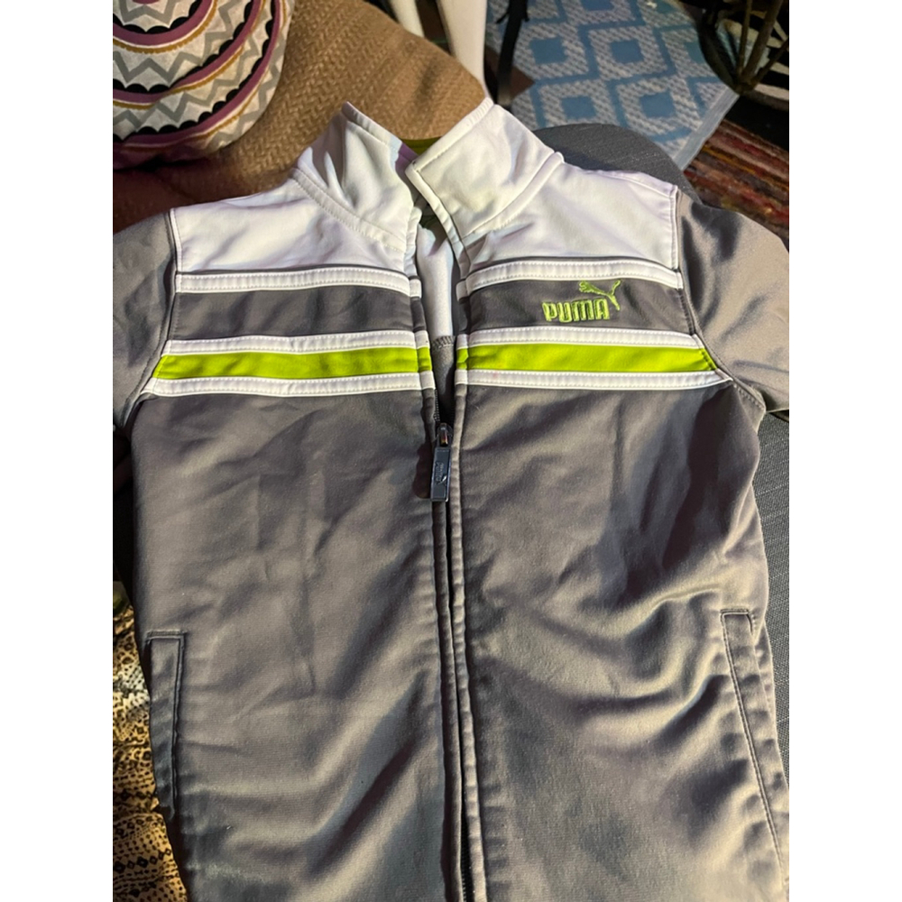 Boys PUMA Gray & Green Full Zip Jacket Size 6